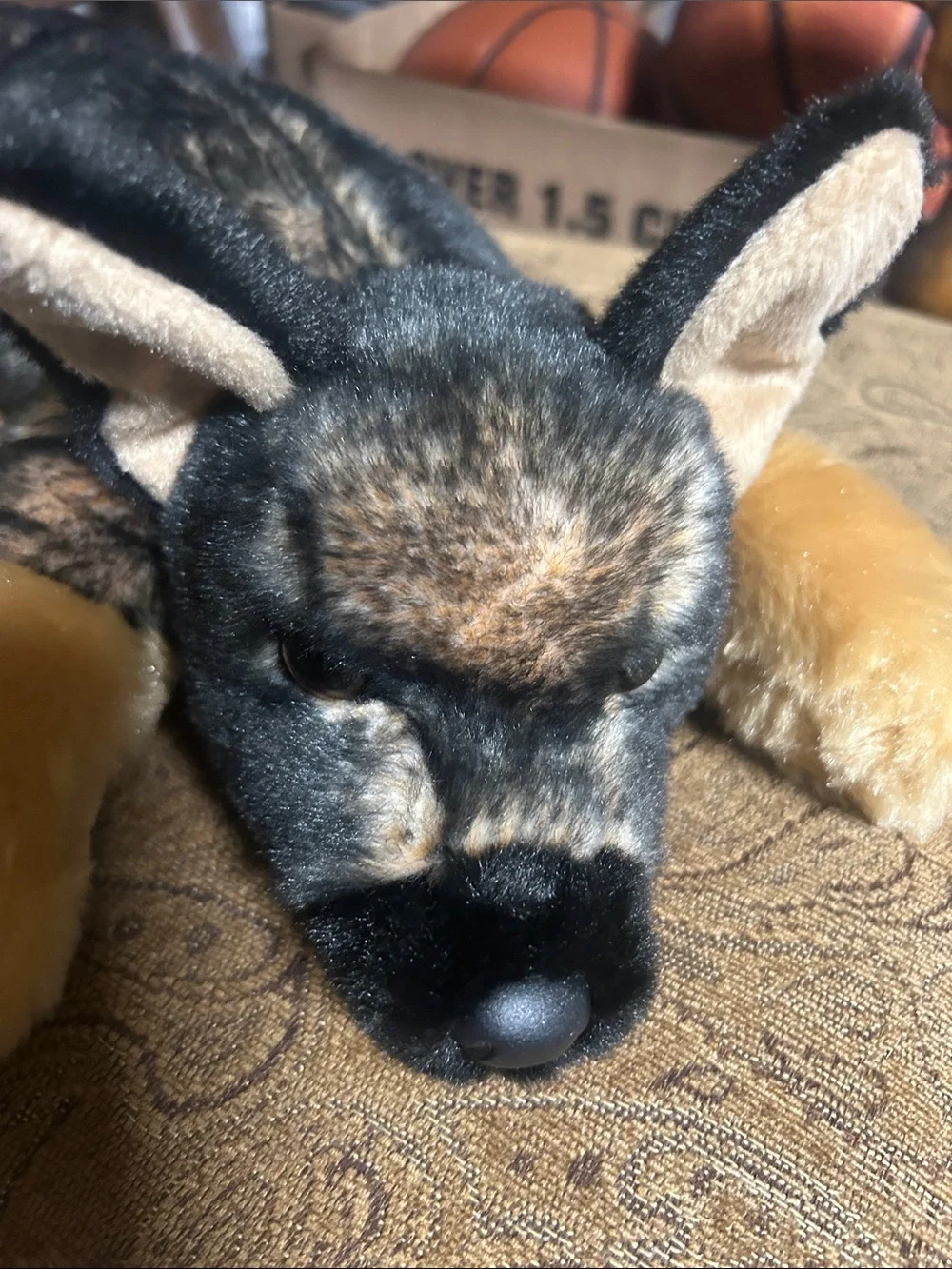 Plush German Shepherd Dog Toy - Black and Brown - Picture 6 of 8